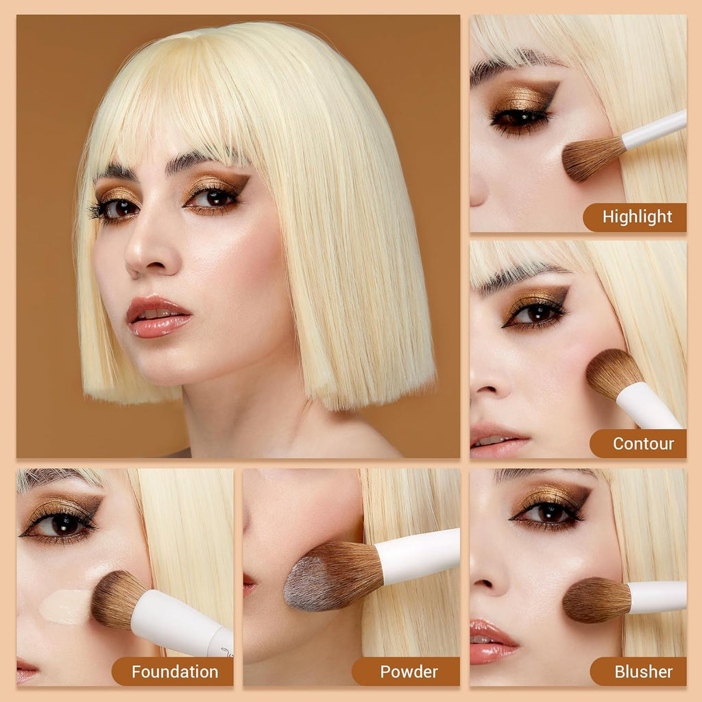 Achieve Flawless Beauty with Our 5-Piece Vegan Makeup Brush Set! 🌟 Soft Brushes for Foundation, Contour, Highlight, and Setting Powder in Trendy Light Grey! 🖌️💖 #VeganBeauty #MakeupMustHaves