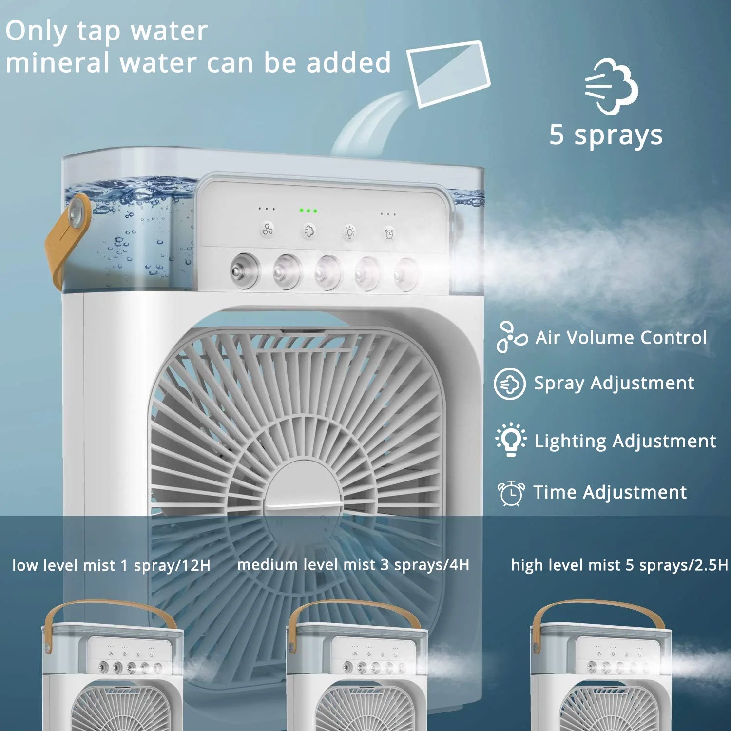 Compact Silent Electric Fan and Humidifier - Portable Indoor Air Conditioner for Home and Room Cooling