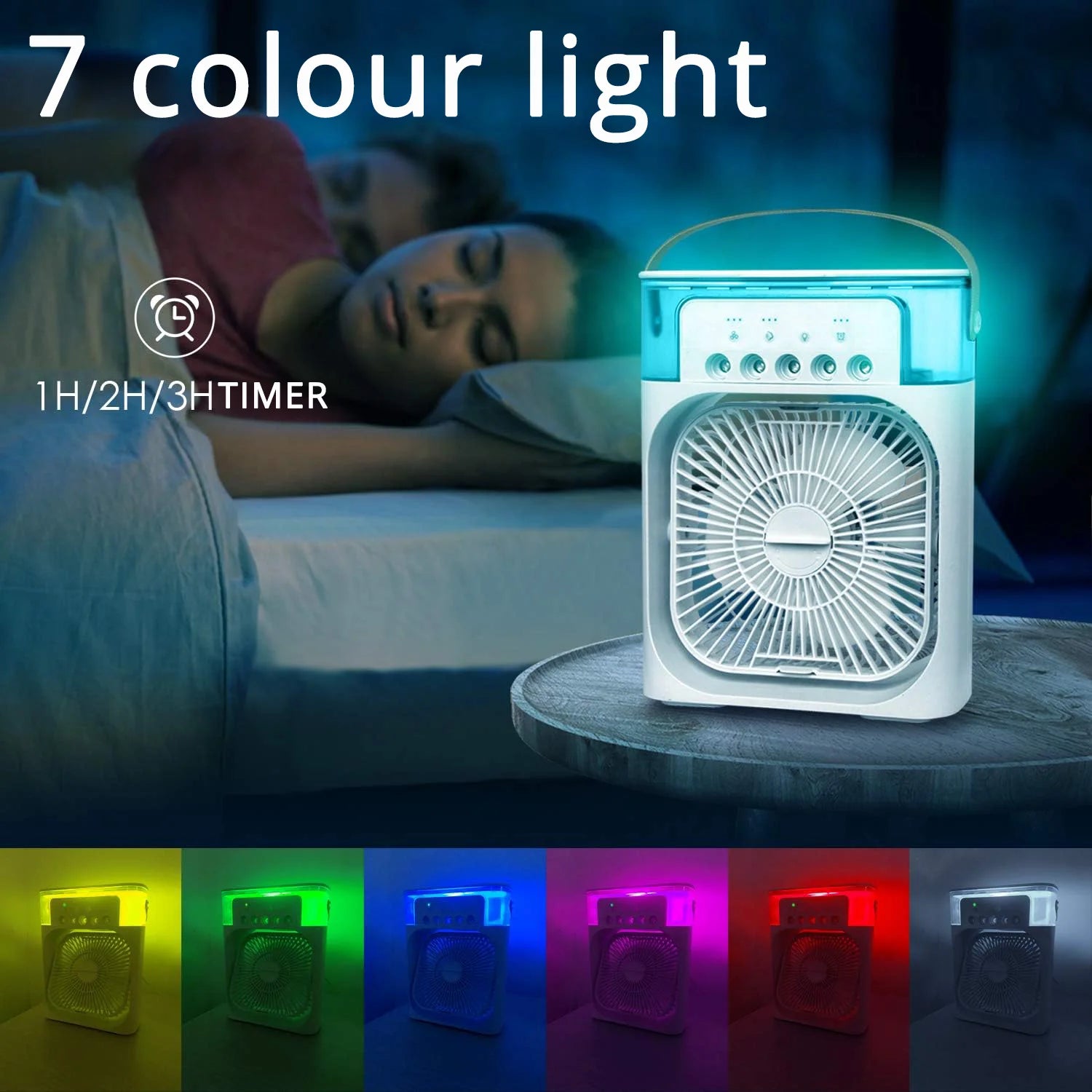 Compact Silent Electric Fan and Humidifier - Portable Indoor Air Conditioner for Home and Room Cooling